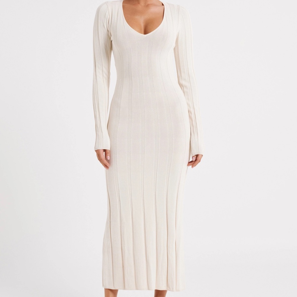 MESHKI Ciara Ribbed Maxi Dress - Cream / White / Ivory - XS